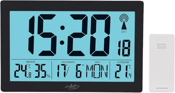 Infactory Reloj Meteorológico XL: Digital, Radio Control, Doble Despertador