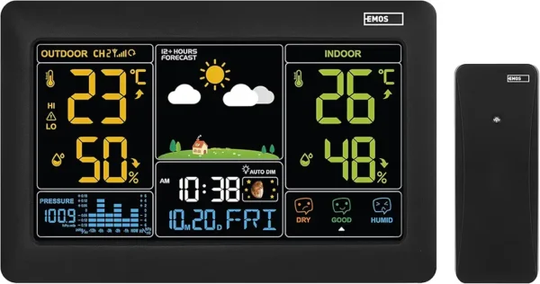 EMOS Estación Meteorológica Inalámbrica: Pantalla a Color y Sensor Exterior