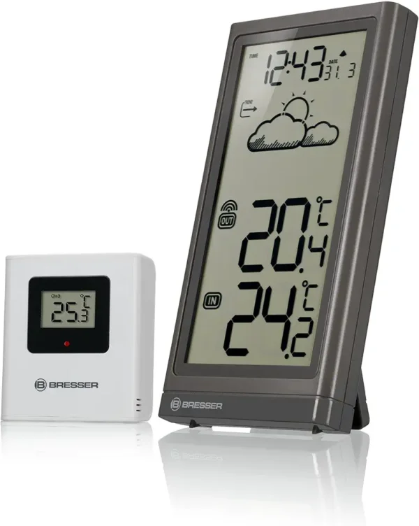 Bresser Meteo Temp Gris: Estación Meteorológica con Pantalla Digital
