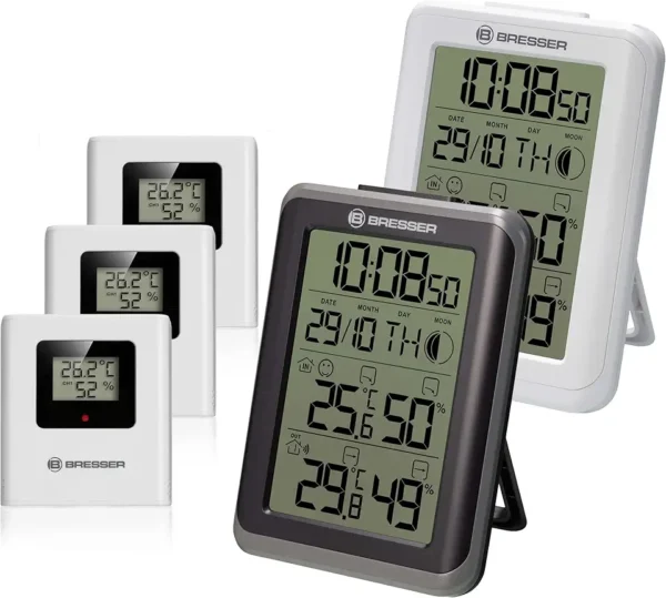 BRESSER ClimaTemp IO: Set Jumbo con 2 Estaciones y 3 Transmisores